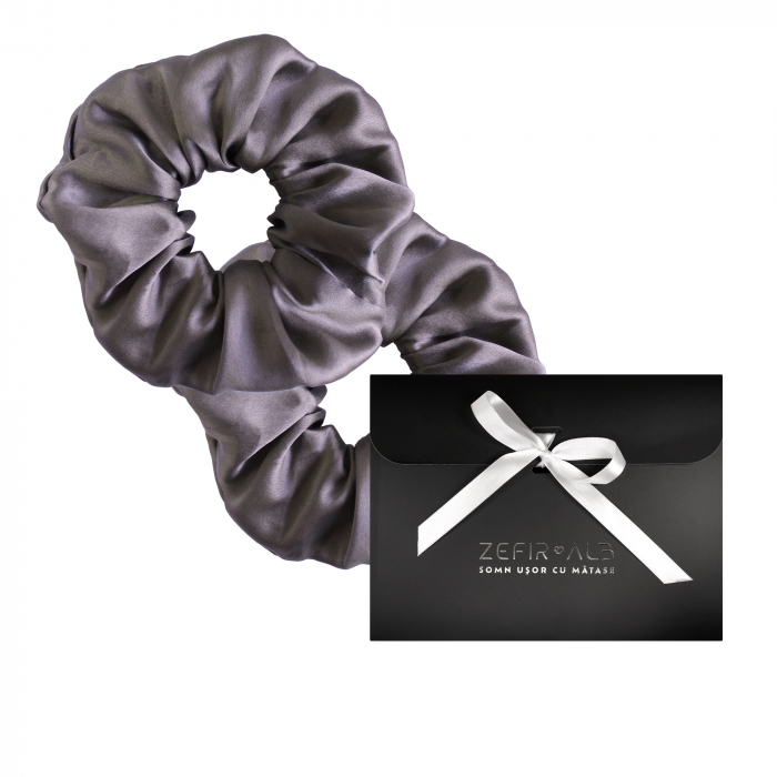 Set 2 accesorii de par SHI-NI HAIR din matase naturala Mulberry, Steel [1]