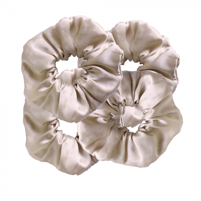 Set 4 accesorii de par SHI-NI HAIR din matase naturala Mulberry, Sand [2]