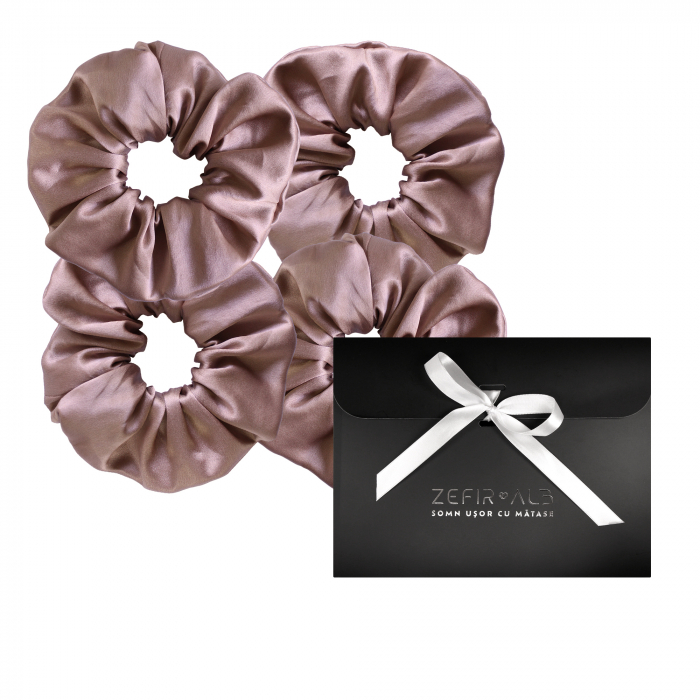 Set 4 accesorii de par SHI-NI HAIR din matase naturala Mulberry, Rose [1]