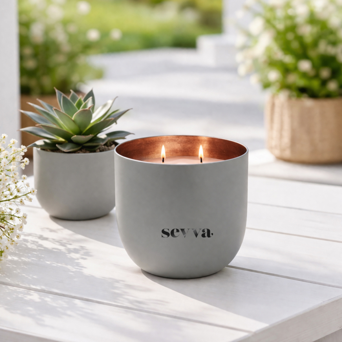 Sevva Dining lumânare masă 2 fitiluri vas metalic mat rose gold [4]