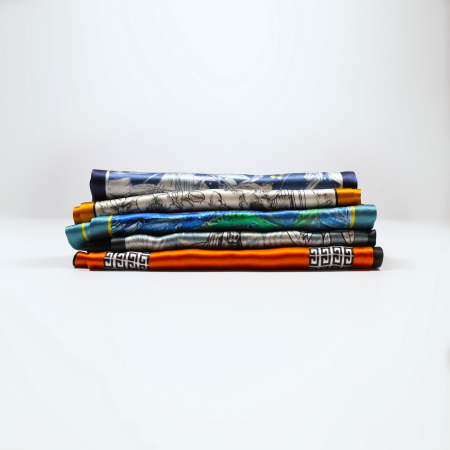 Eșarfă șal cu două fețe 15 cm / 145 cm, din mătase naturală Mulberry Charmeuse, Freedom on Fields [2]