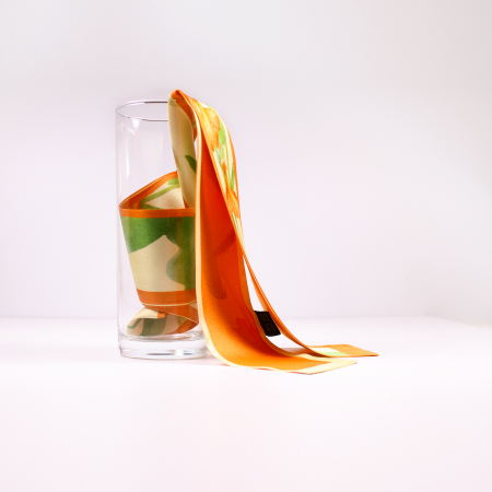 Eșarfă twilly Zefir Alb® 6 cm / 125 cm, din mătase naturală Mulberry Twill, Asian Orchid [1]