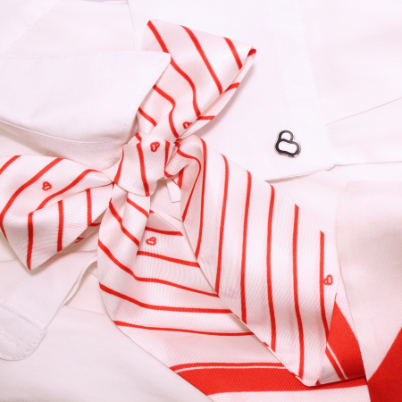 Eșarfă twilly Zefir Alb® 6 cm / 125 cm, din mătase naturală Mulberry, ediție specială de Martie [4]