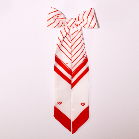 Eșarfă twilly Zefir Alb® 6 cm / 125 cm, din mătase naturală Mulberry, ediție specială de Martie [1]