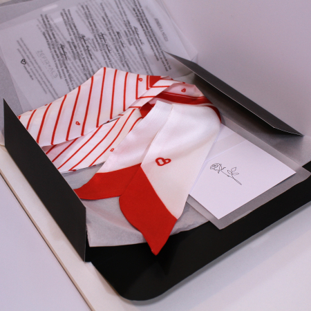 Eșarfă twilly Zefir Alb® 6 cm / 125 cm, din mătase naturală Mulberry, ediție specială de Martie [8]