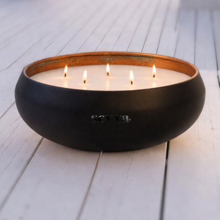 Parfum casă - Sevva Garden lumânare exterior 24 cm 5 fitiluri vas metalic mat