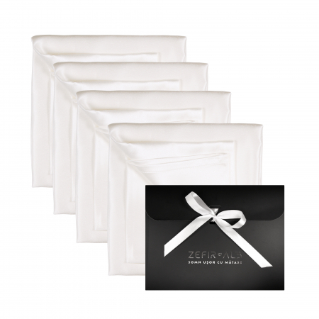 Set 4 fețe de pernă din mătase naturală Mulberry