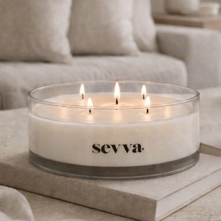 Parfum casă - Lumânare Sevva Elegant mare din soia în vas de sticlă