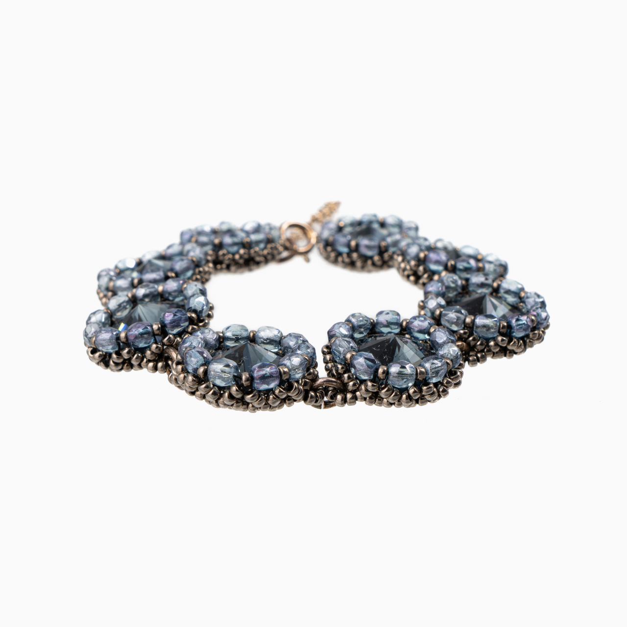 Bratara argint cristale Austria montana blue margele japoneze [1]