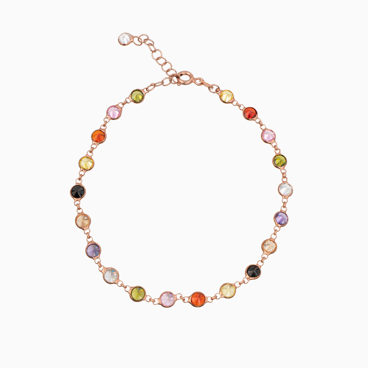 Bratara argint din argint si accesorii din cristale multicolore cu dimetrul de 4,5 mm lungime 17-21 cm [3]