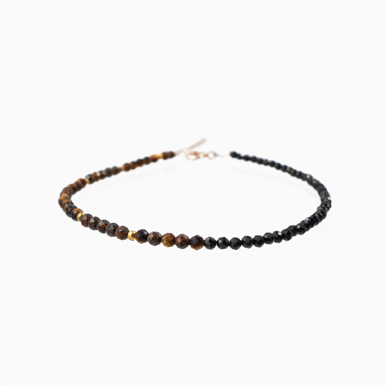 Bratara argint pietre semipretioase microfatetate spinel, ochi de tigru 2 mm  lungime 18-21 mm [1]