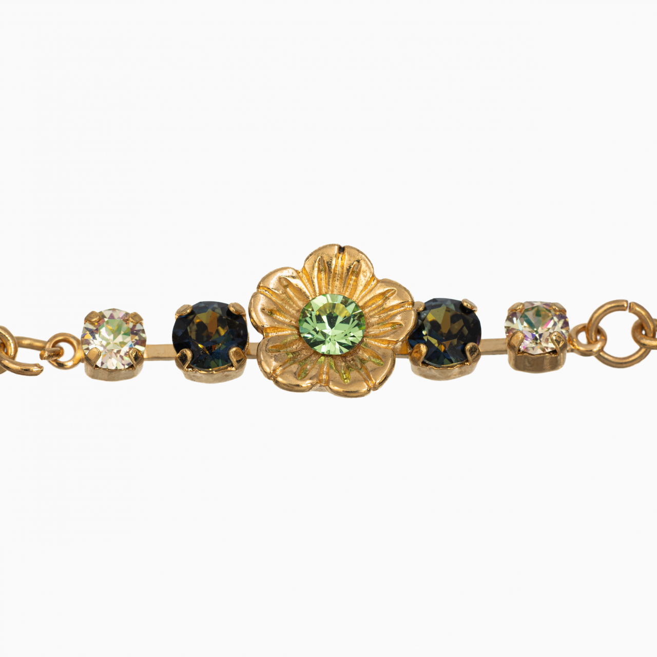 Bratara cristale Austria verde peridot, verde kaki  elemente metalice placate cu aur [2]