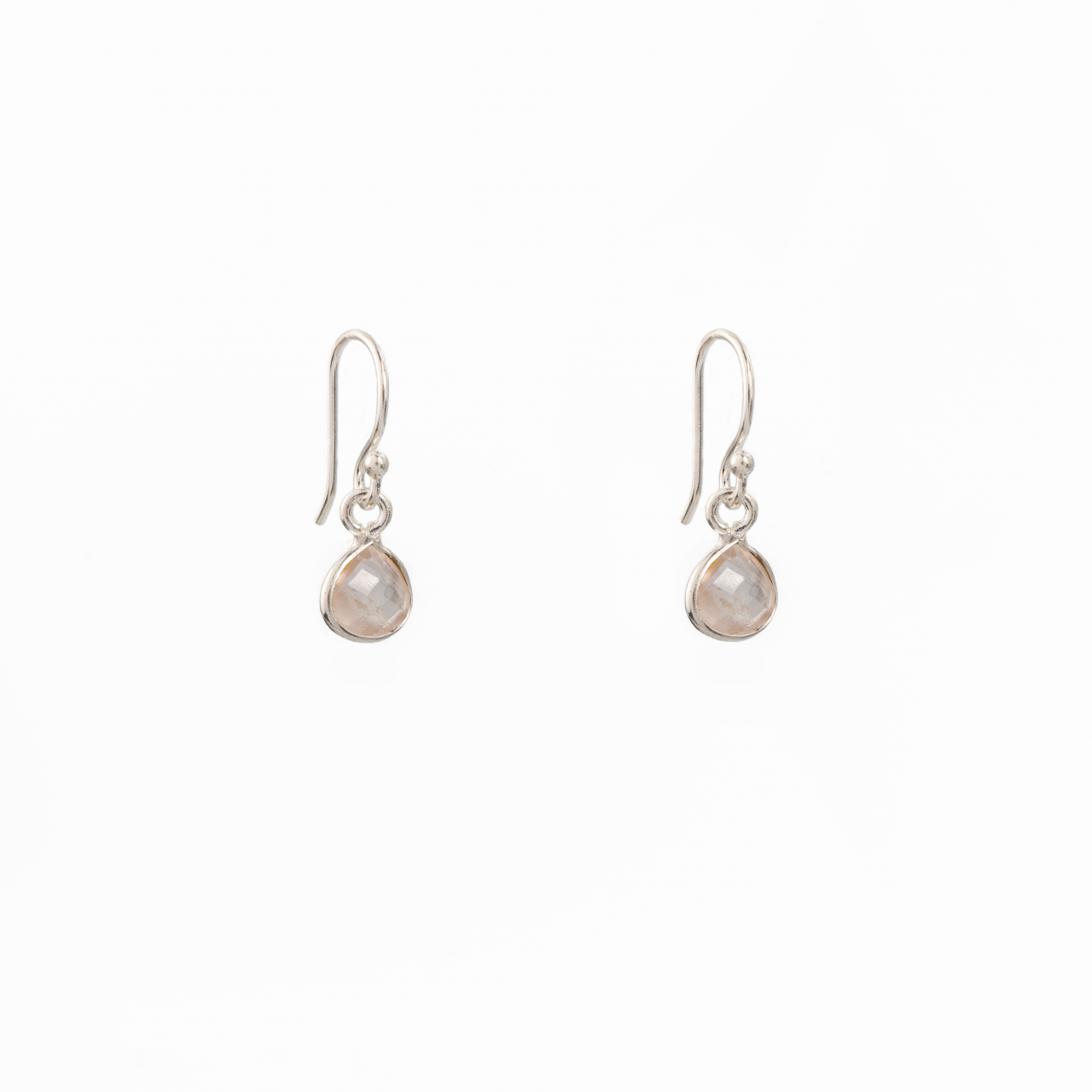 Cercei argint pietre semipretioase cuart roz 7x7 mm [1]