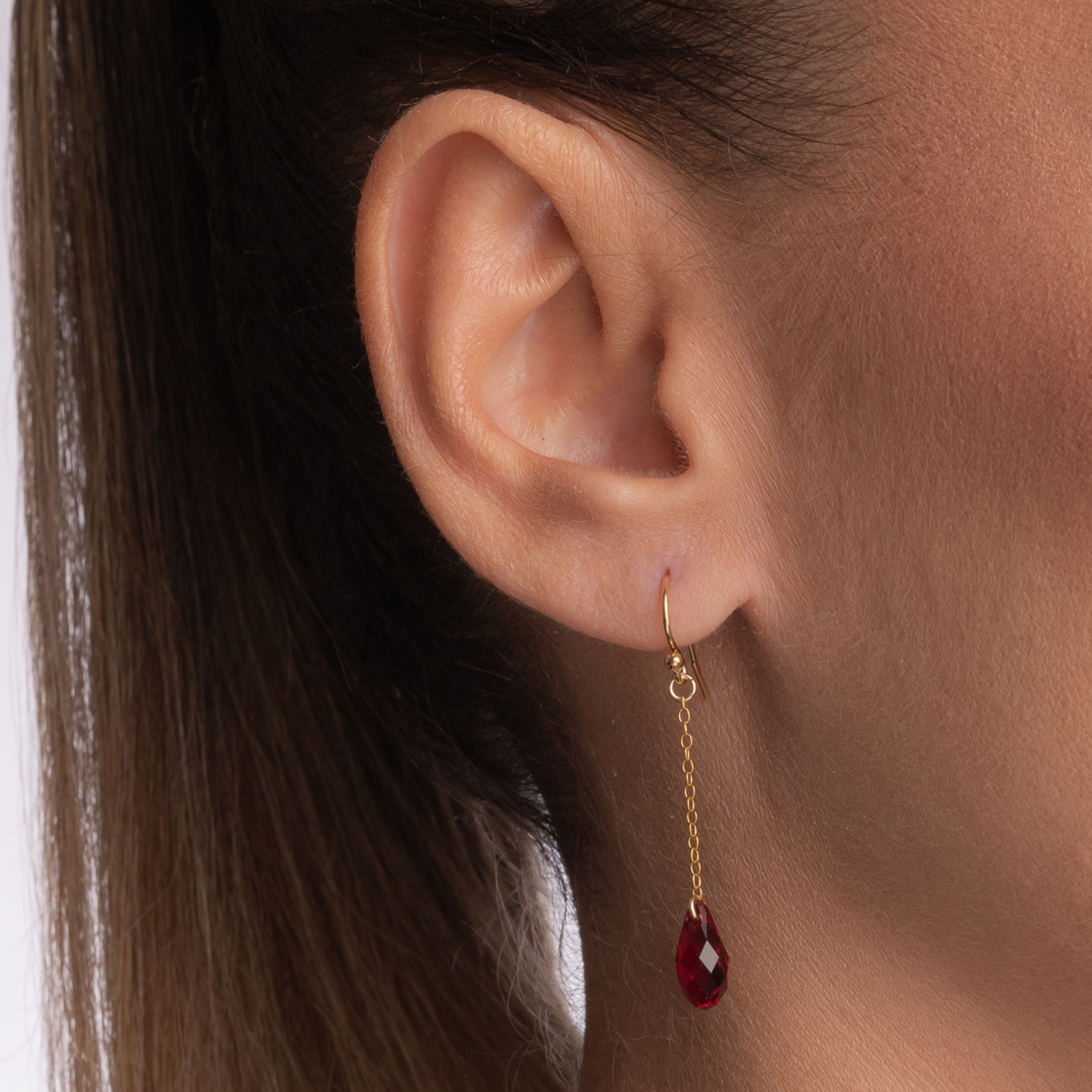 Cercei Gold filed 1/20 cristale Austria forma brioleta 10 mm culoarea ruby [3]