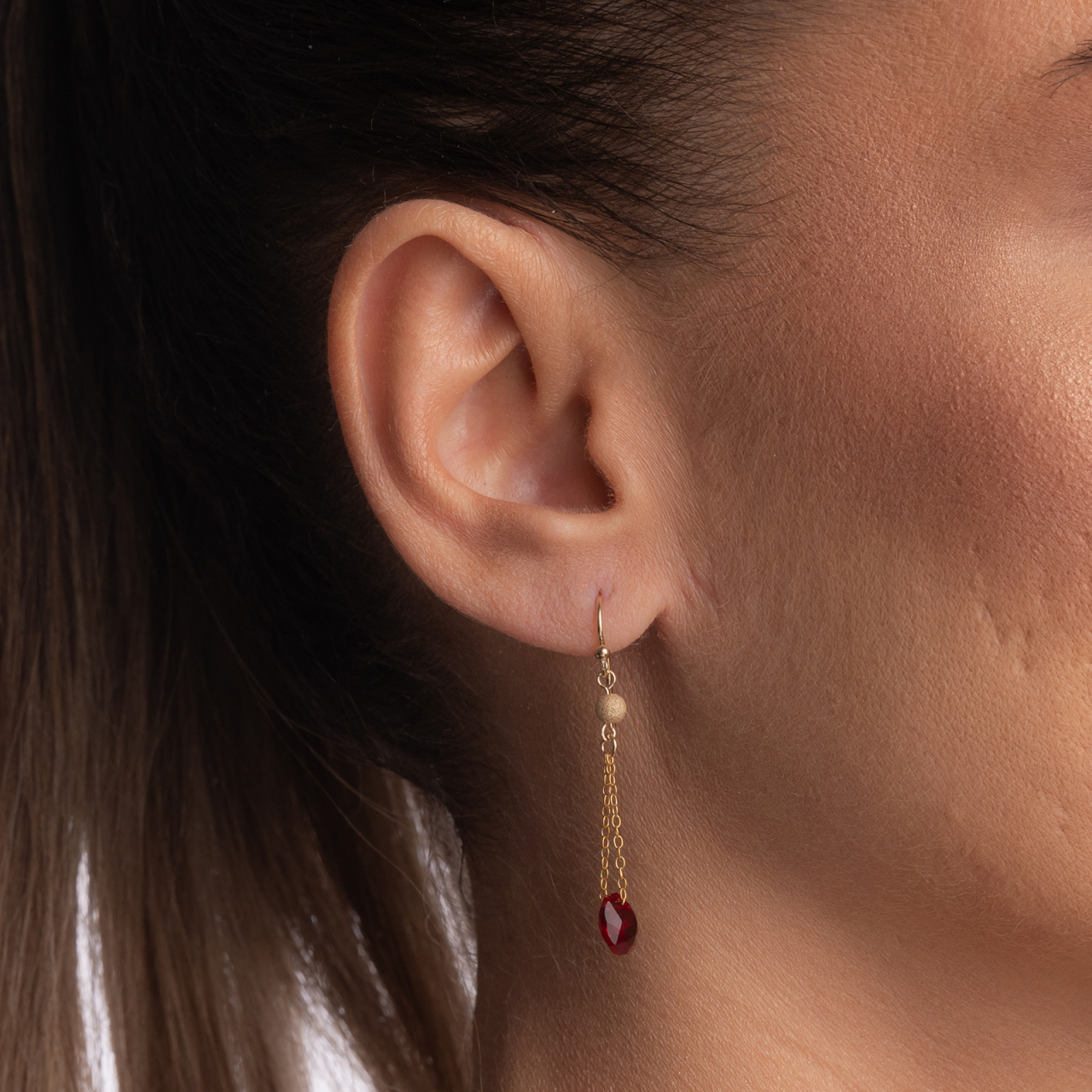 Cercei Gold filed 1/20 cristale Austria forma rotunda 10 mm culoarea ruby [3]