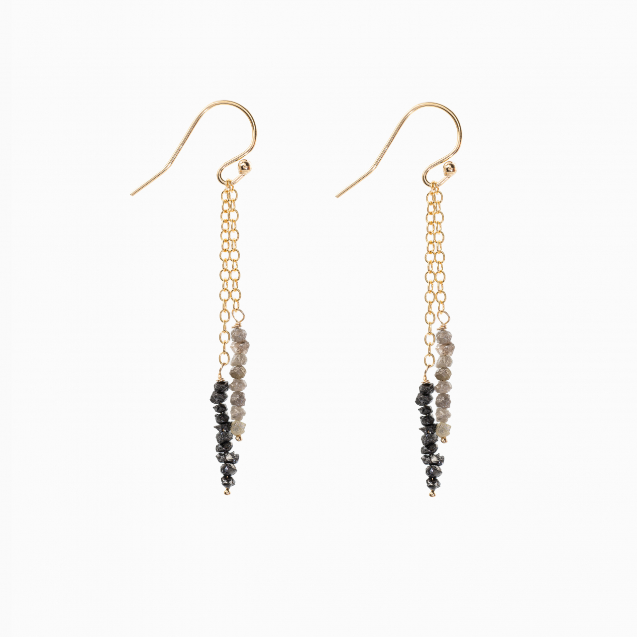 Cercei Gold filed 1/20 diamante negre si gri neprelucrate microfatetate 2 mm lungime 5 cm [1]