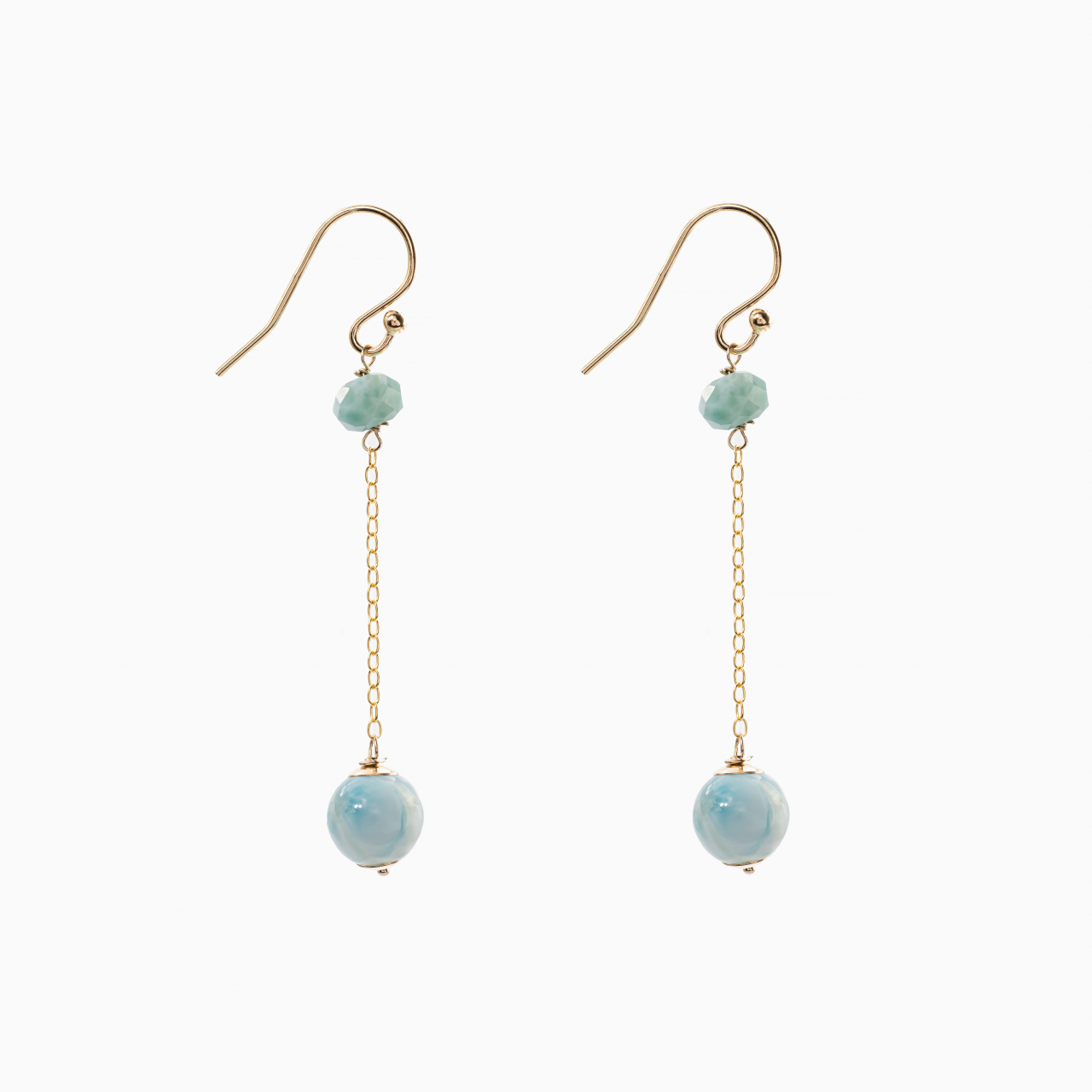 Cercei Gold filed 1/20 pietre semipretioase larimar 8 mm si 5 mm lungime 5 cm [1]