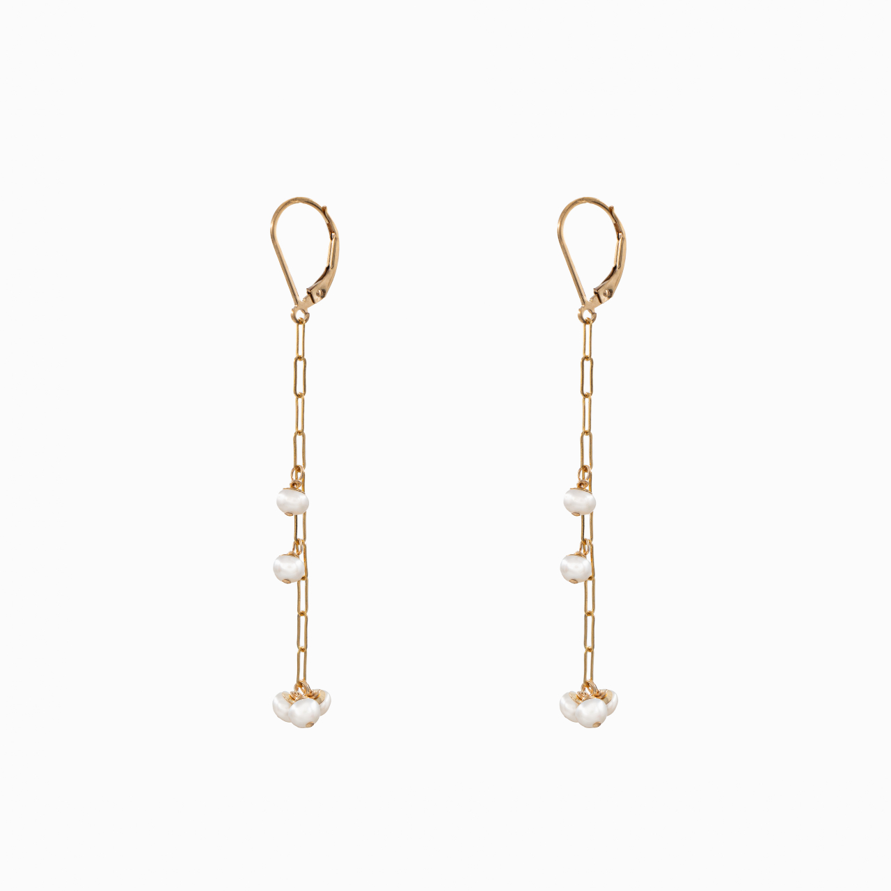 Cercei perle cultura 4 mm lant paperclip Gold filled 1/20 14K [1]