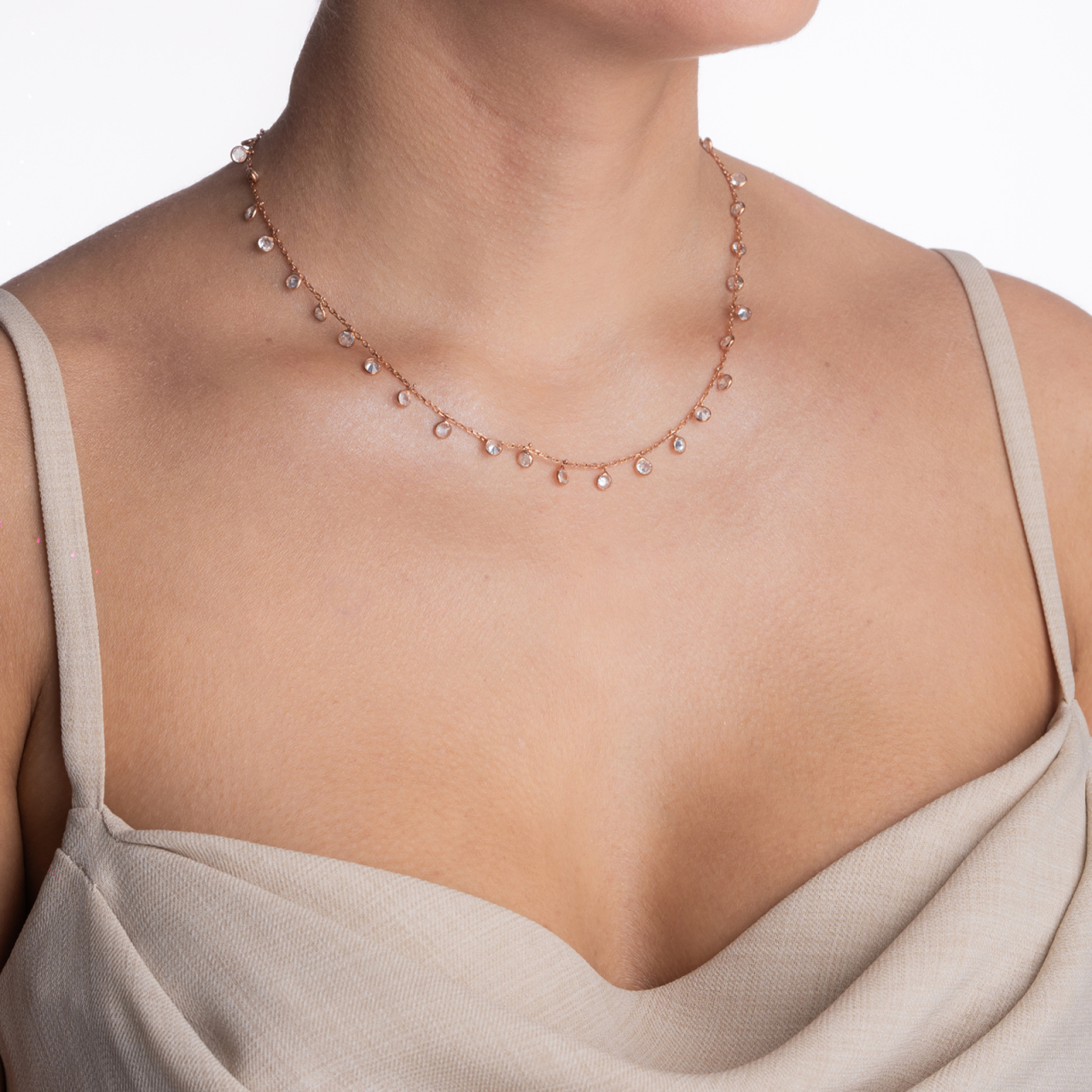 Colier argint din argint si accesorii din cristale albe cu dimetrul de 4,5 mm lungime 42 cm [3]