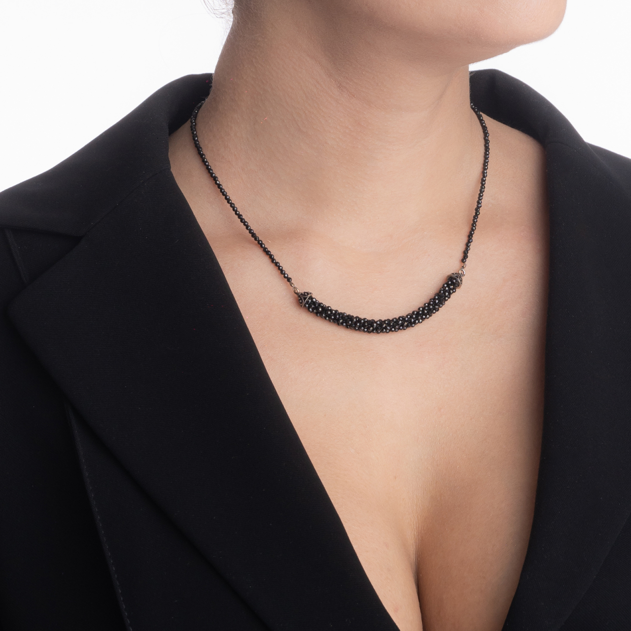 Colier argint lucrat manual din margele microfatetate spinel lungime 42 cm [4]