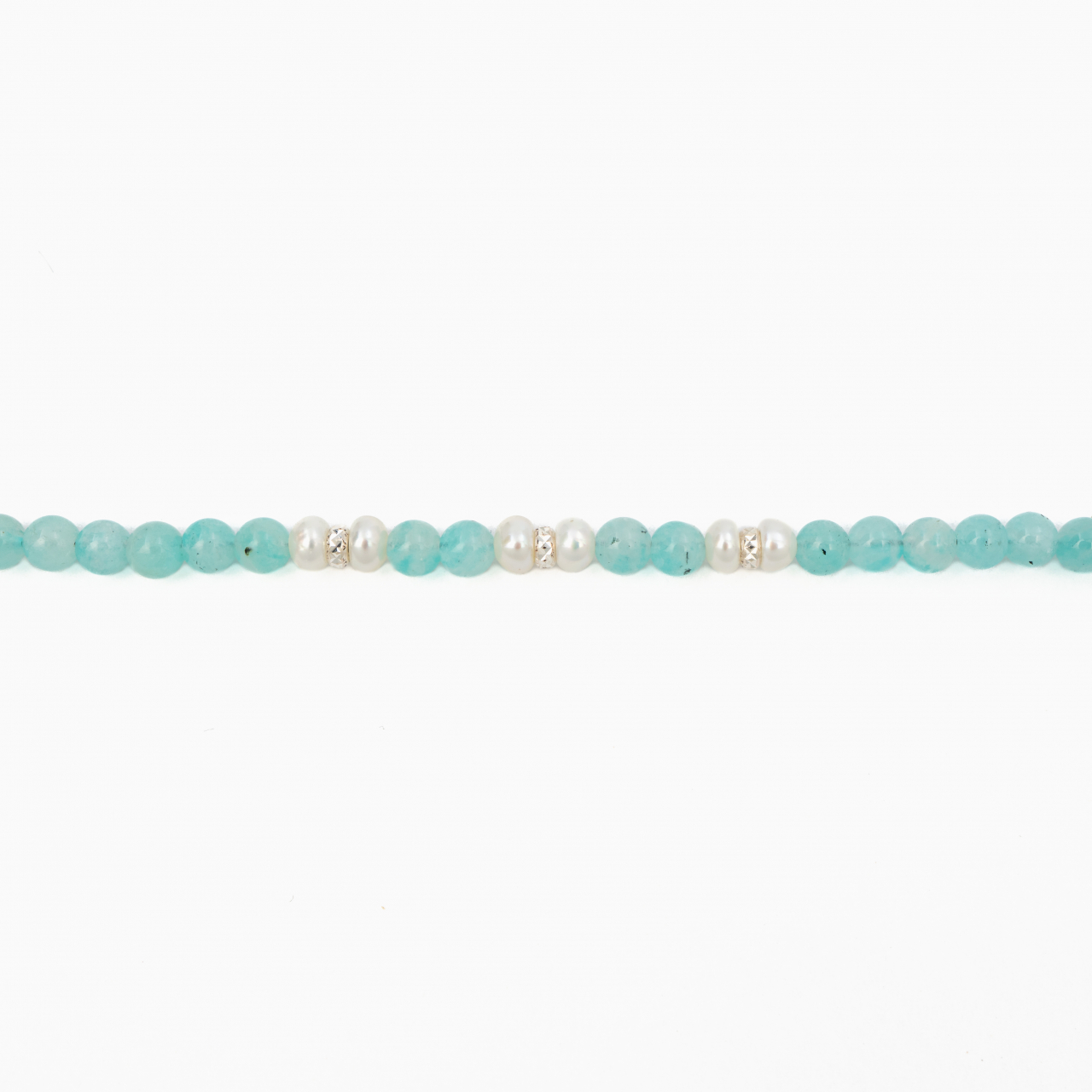Colier argint pietre semipretioase acvamarin 3 mm si perle de cultura lungime 42 cm [2]