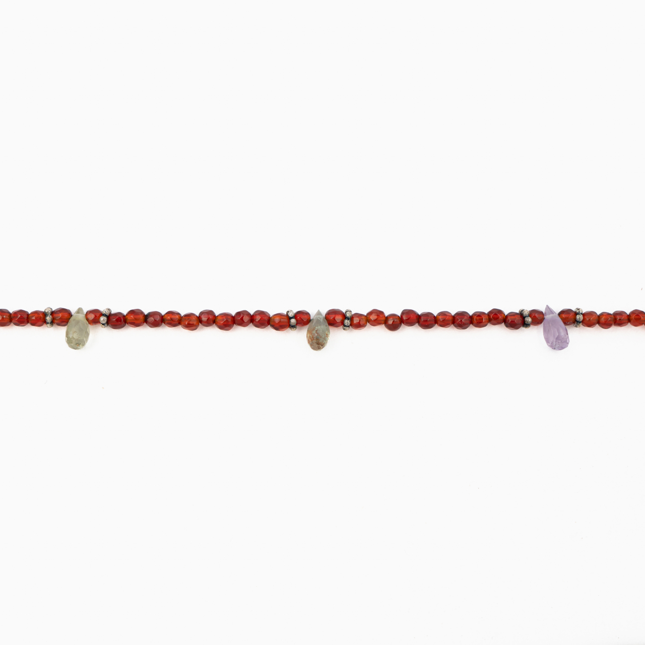 Colier argint pietre semipretioase carneol microfatetat 2 mm briolete din safir multicolor lungime 42 cm [2]