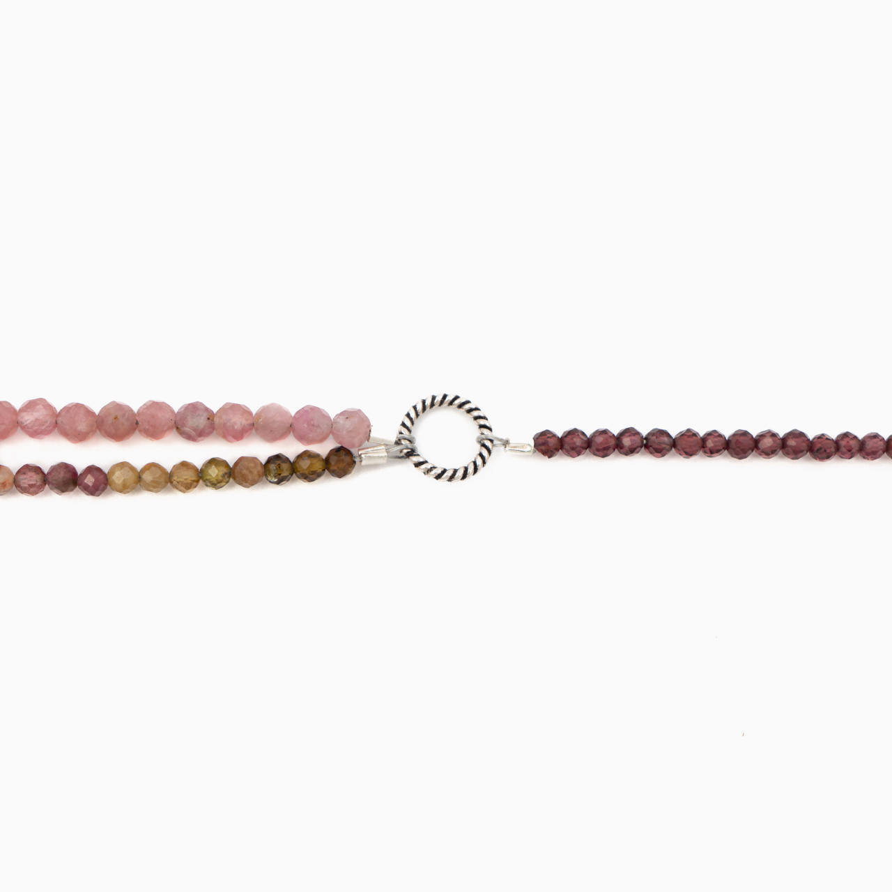 Colier argint pietre semipretioase granat microfatetat 2.5 mm, turmalina roz si turmalina multicolora lungime 42 cm [2]