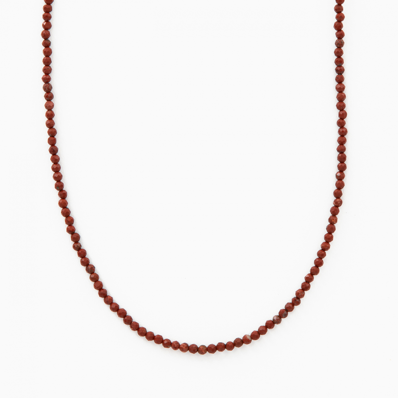 Colier argint pietre semipretioase jasp rosu microfatetat de 2.5 mm lungime 42 cm [1]