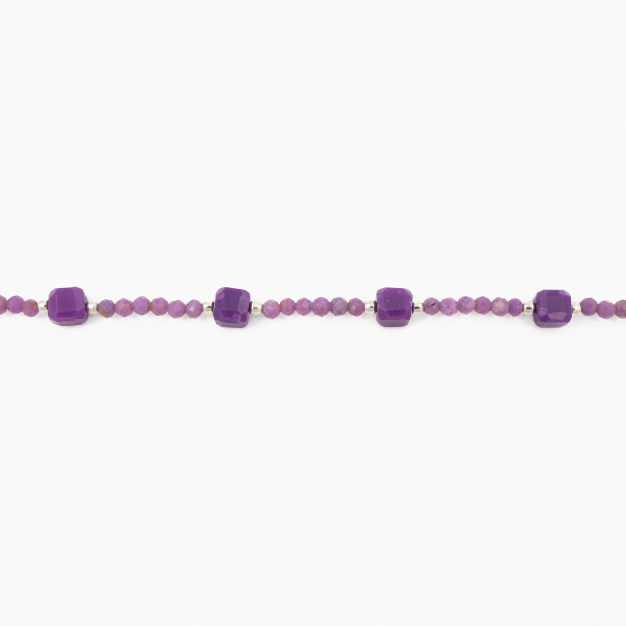 Colier argint pietre semipretioase lepidolit microfatetat 2 mm si cuburi de 4 mm lungime 42 cm [2]