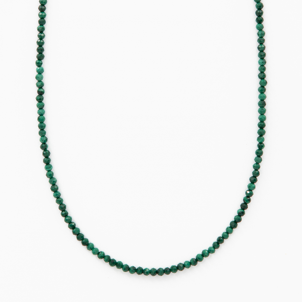 Colier argint pietre semipretioase malachit microfatetat 2,5 mm lungime 42 cm [1]