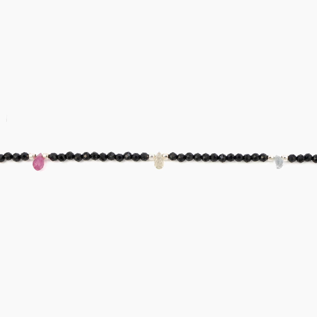 Colier argint pietre semipretioase microfatetate din spinel 2 mm si briolete din safire multicolore lungime 42 cm [2]