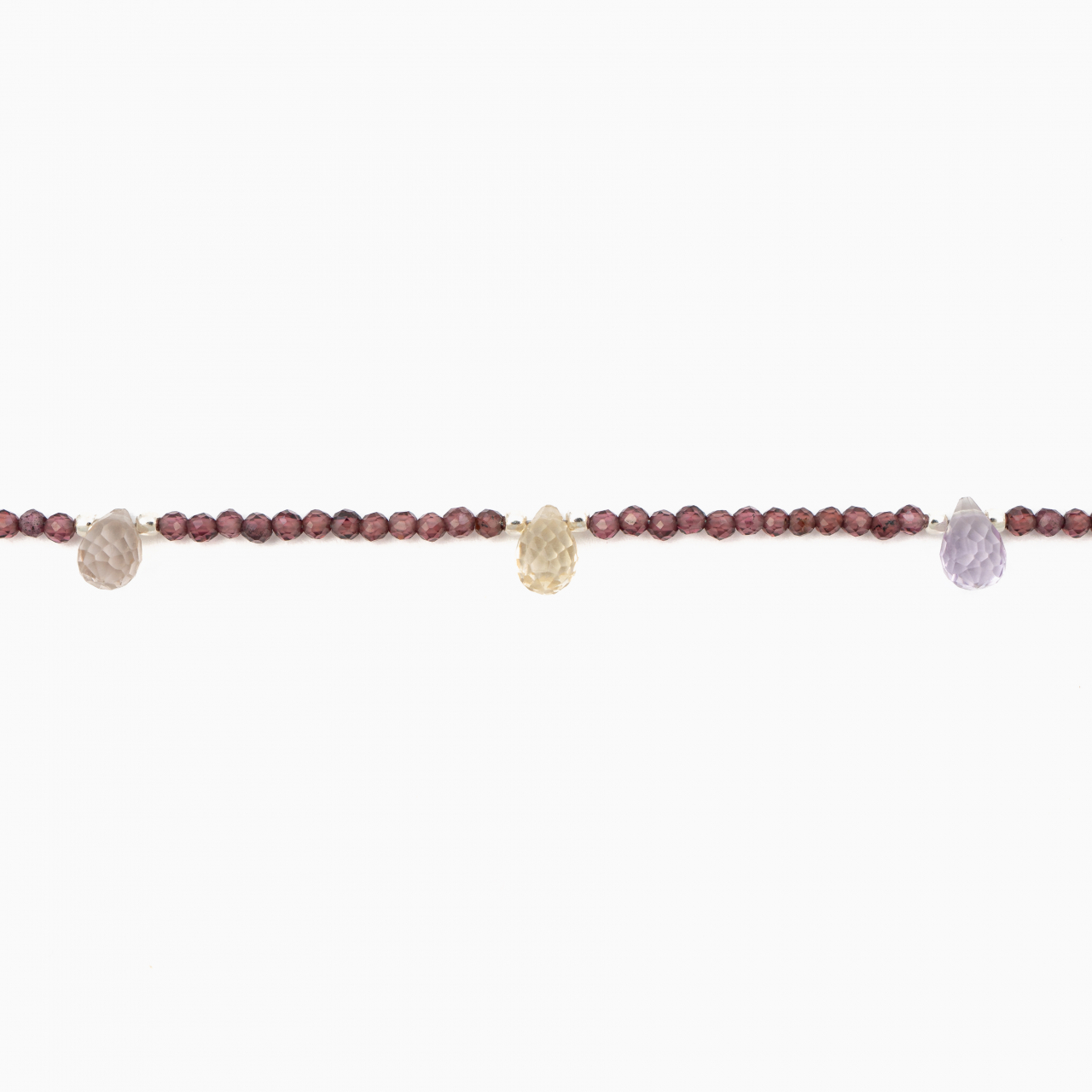 Colier argint pietre semipretioase microfatetate  granat 3 mm si briolete din ametrin lungime 42 cm [2]