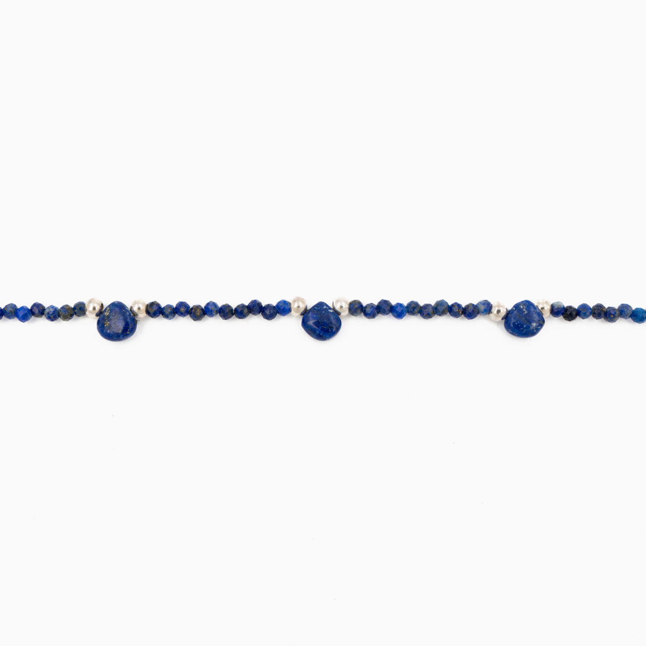 Colier argint pietre semipretioase microfatetate lapis lazuli 2 mm  lungime 40 cm [2]