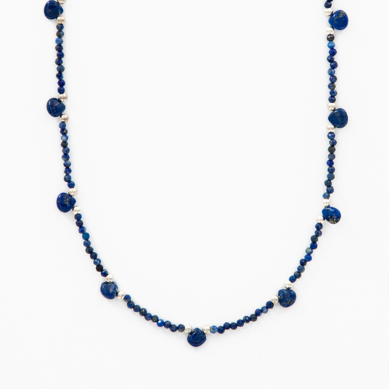 Colier argint pietre semipretioase microfatetate lapis lazuli 2 mm  lungime 40 cm [1]