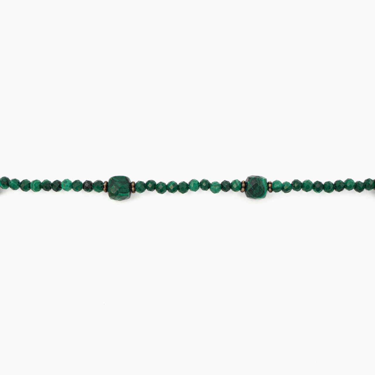 Colier argint pietre semipretioase microfatetate malachit 2 mm si cuburi de 4 mm   lungime 42 cm [2]