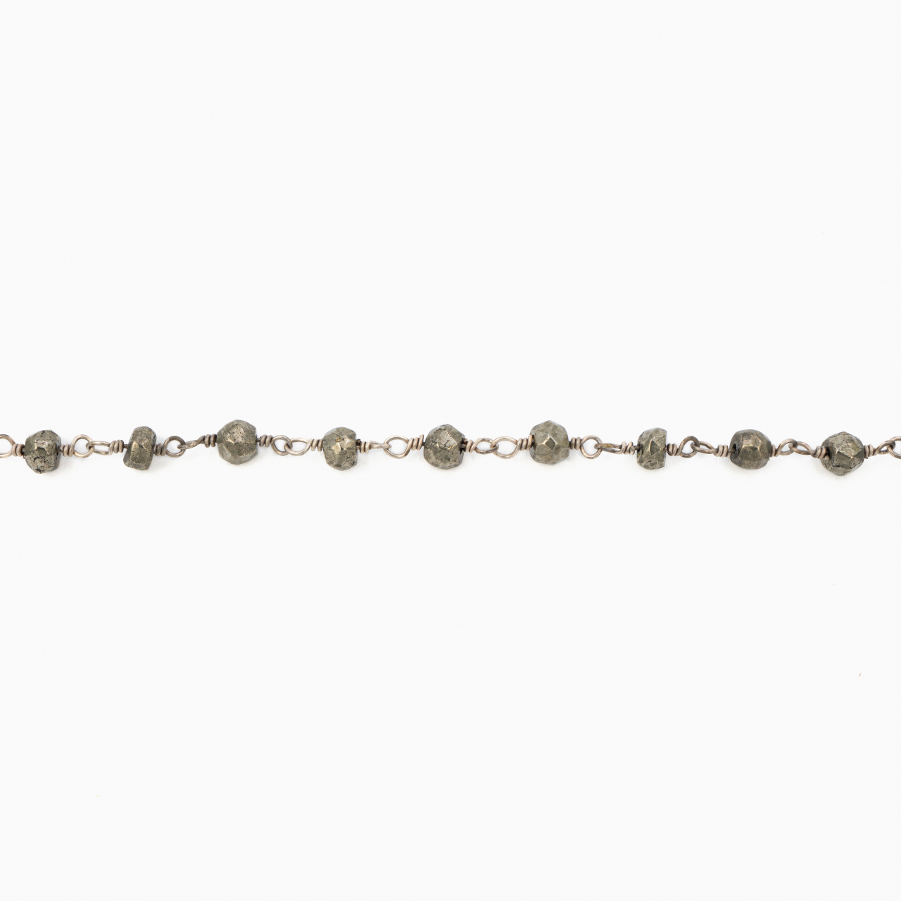 Colier argint pietre semipretioase microfatetate pirita 4 mm  lungime 42 cm [2]