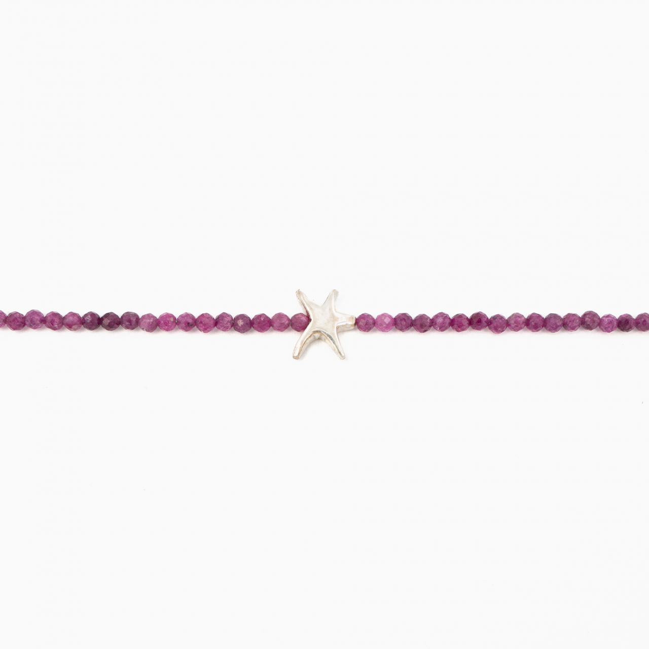 Colier argint pietre semipretioase microfatetate rubin 2 mm decorate cu un element din argint lungime 42 cm [2]
