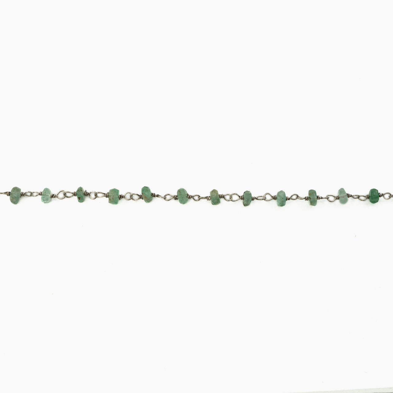 Colier argint pietre semipretioase microfatetate  smarald 3 mm  lungime 42 cm [2]