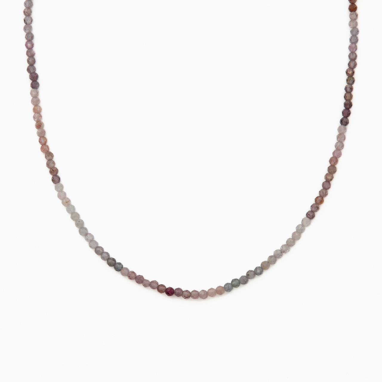 Colier argint pietre semipretioase microfatetate spinel roz in degrade de 3 mm  lungime 40-44 cm [1]
