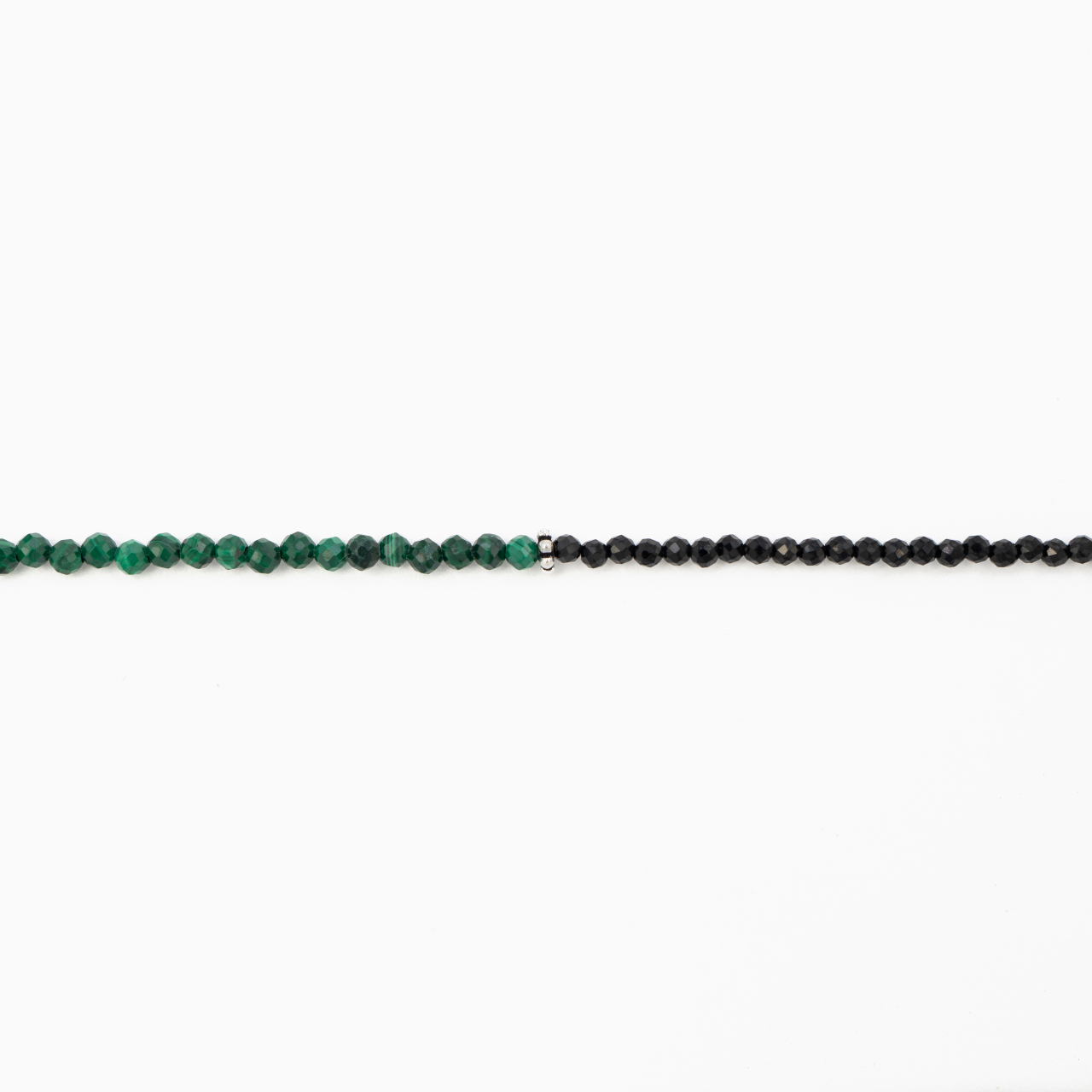 Colier argint pietre semipretioase microfatetate spinel si malachit 2 mm cu elemente  decorative din argint lungime 42 cm [2]