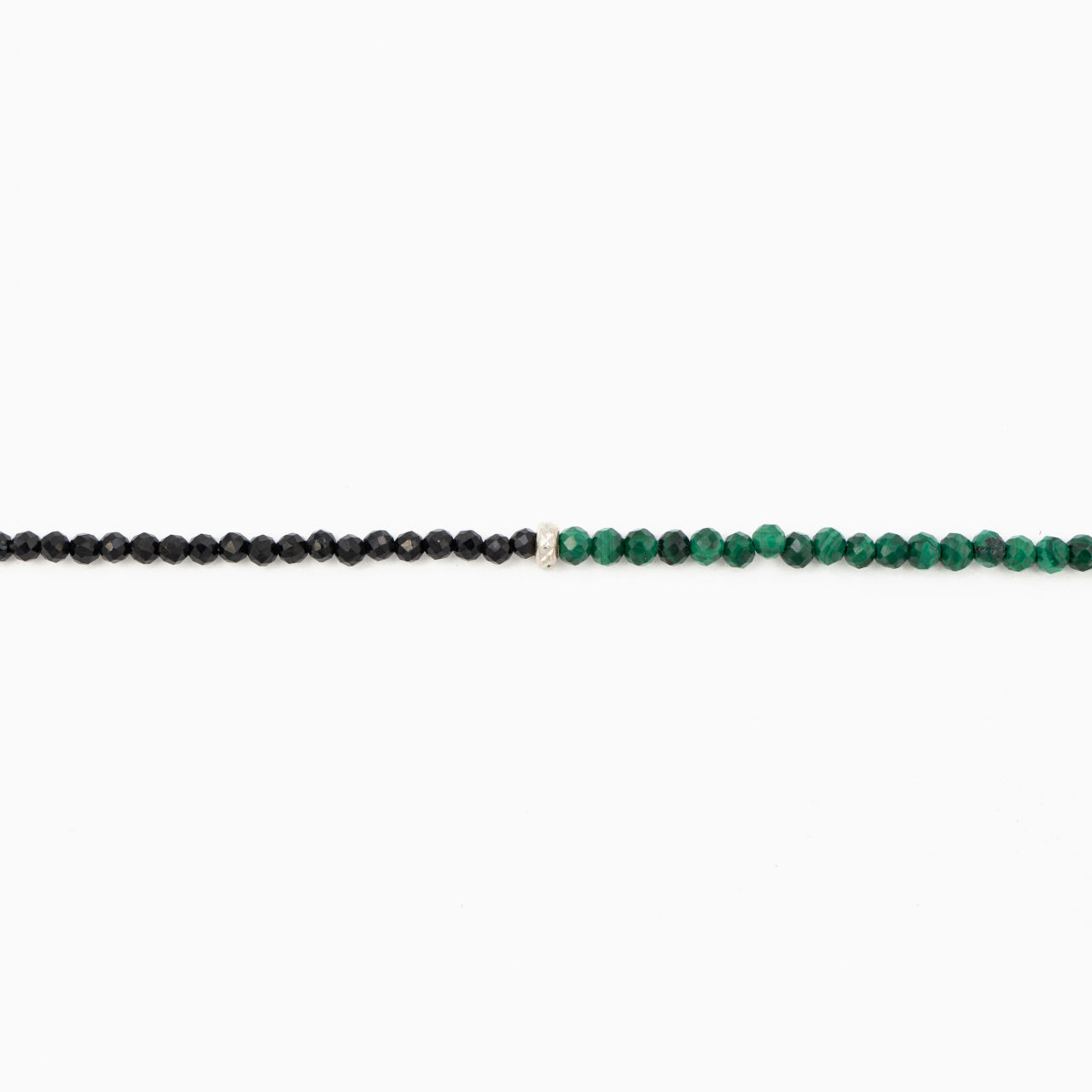 Colier argint pietre semipretioase microfatetate spinel si malachit 2 mm cu elemente  decorative din argint lungime 42 cm [3]