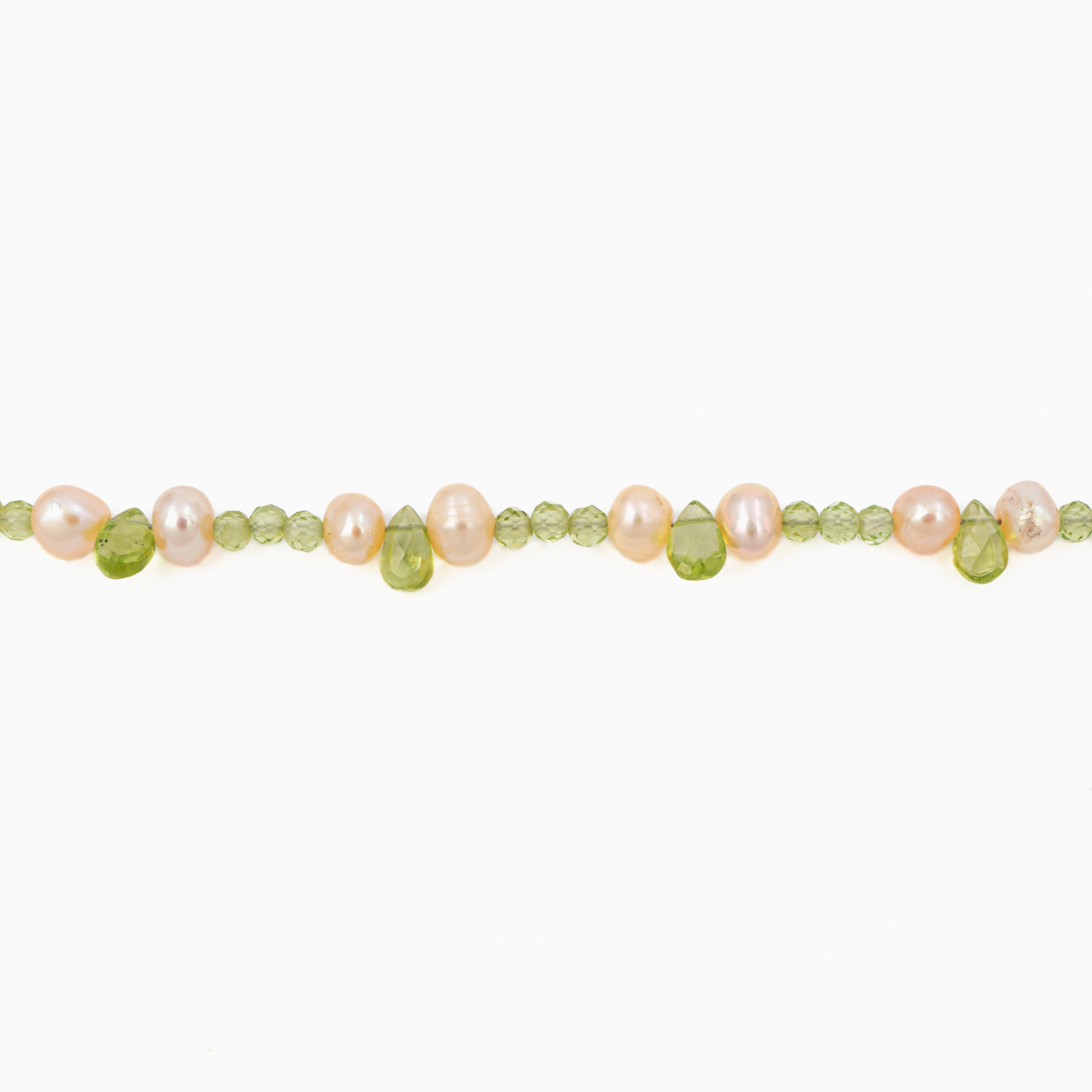 Colier argint pietre semipretioase peridot microfatetat 3 mm cu briolete din peridot si perle de cultura lungime 42 cm [2]