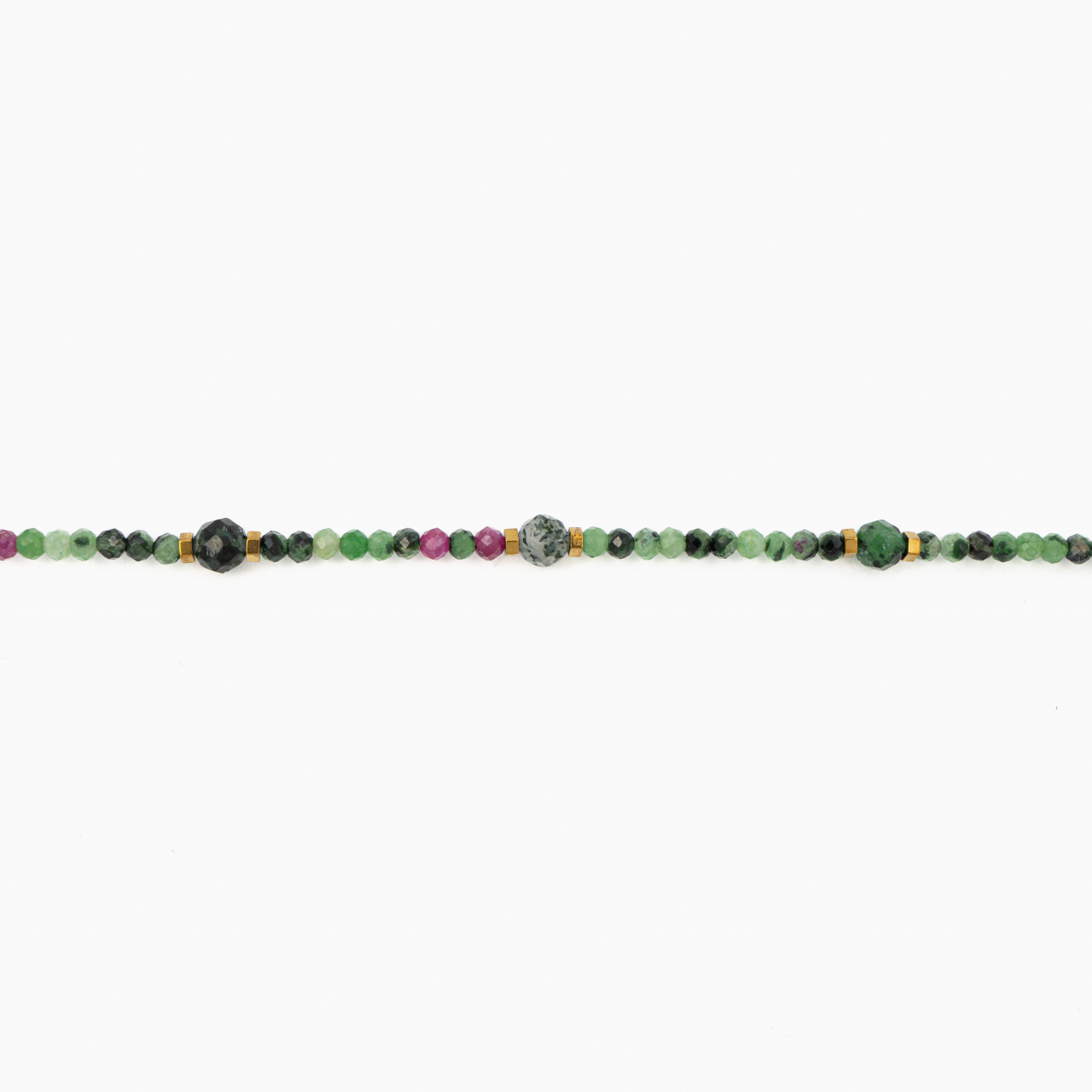 Colier argint pietre semipretioase rubin zoisit microfatetat 2 mm lungime 50 cm [2]