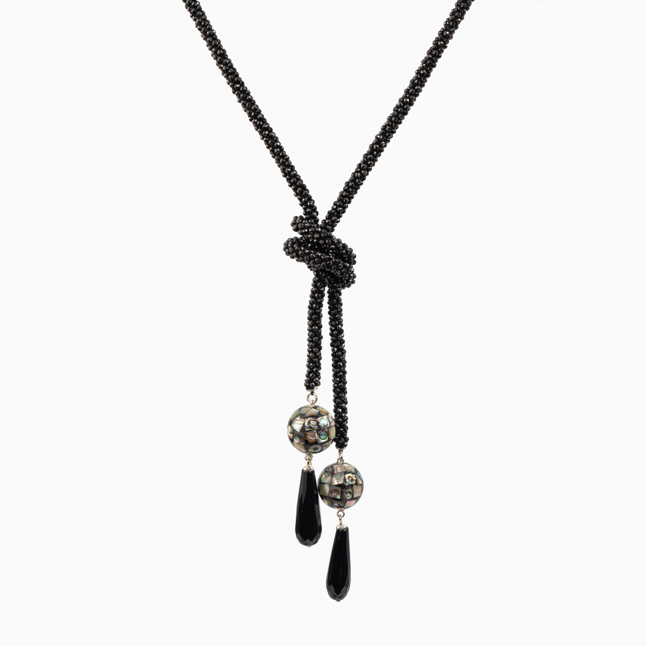 Colier argint pietre semipretioase spinel microfatetat bila sidef si brioleta onix negru [1]