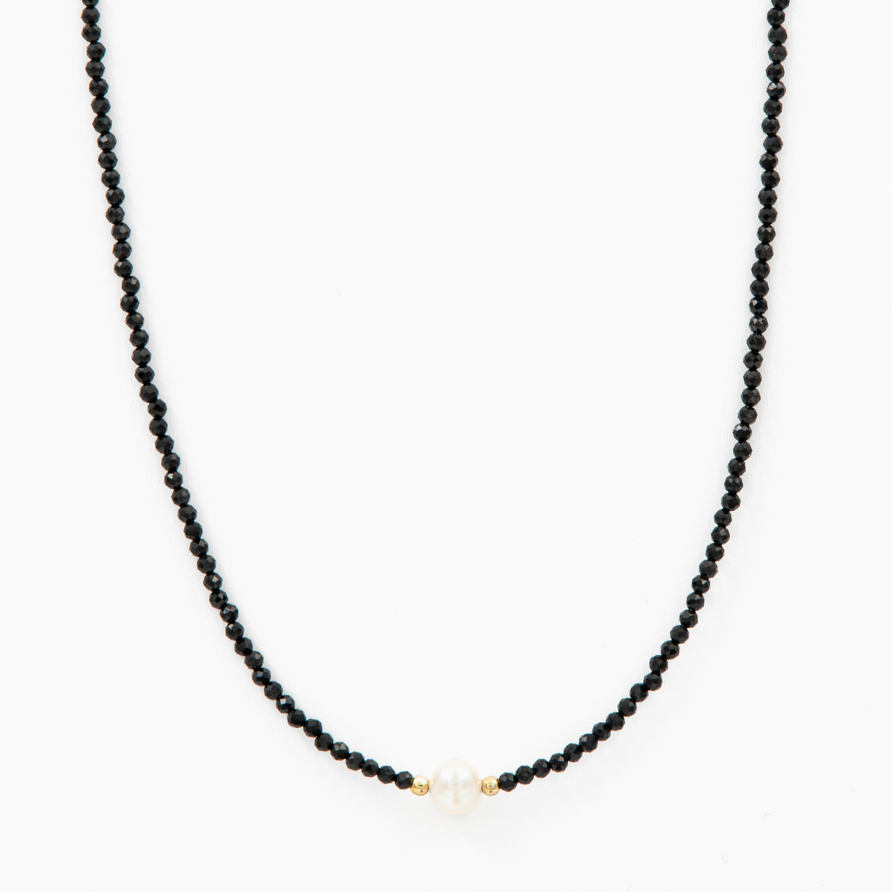 Colier argint pietre semipretioase spinel microfatetat de 2 mm cu perla de cultura lungime 42 cm [1]