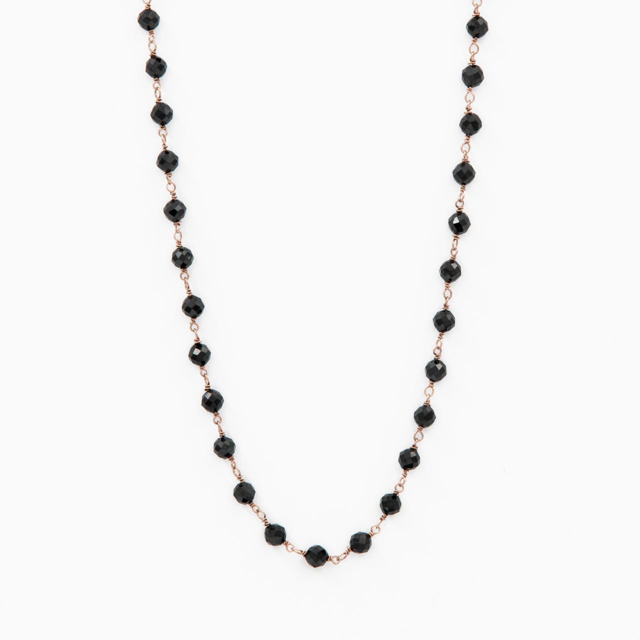 Colier argint pietre semipretioase spinel negru 2.5 mm  lungime 42 cm [1]
