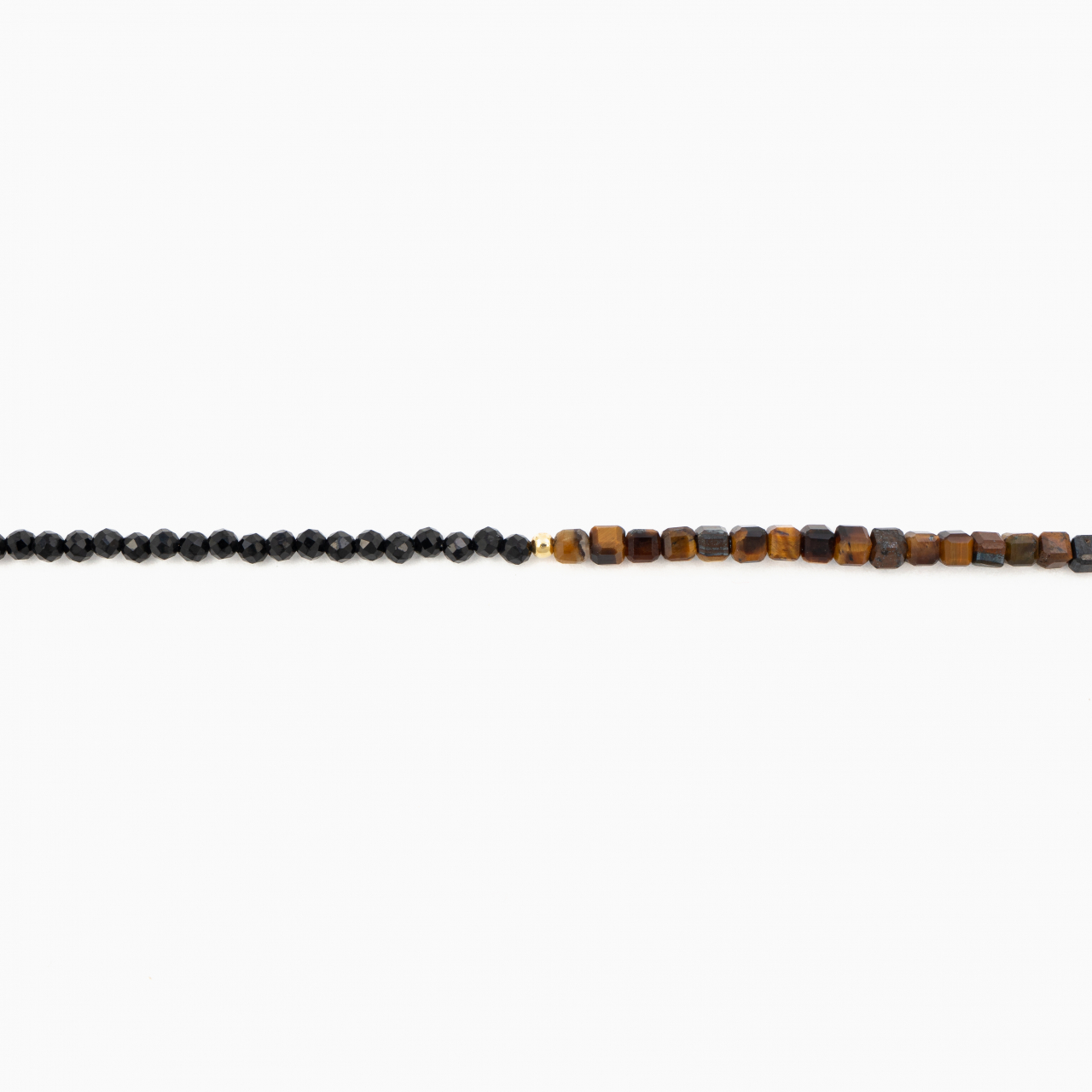 Colier argint pietre semipretioase spinel negru 2,5 mm si cubulete din ochi de tigru lungime 41 cm [2]
