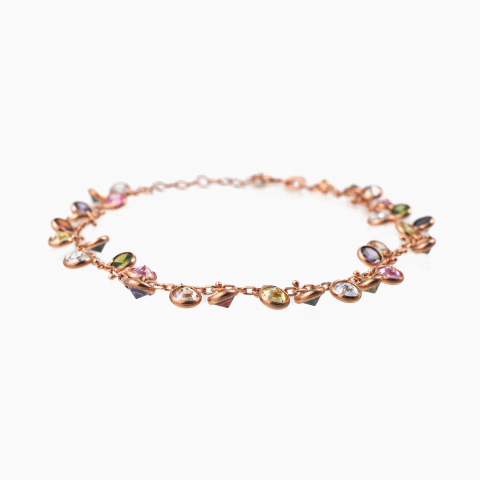 Colectia Crystals - Bratara argint din argint accesorii din cristale multicolore cu diametrul de 4,5 mm lungime 17-21 cm