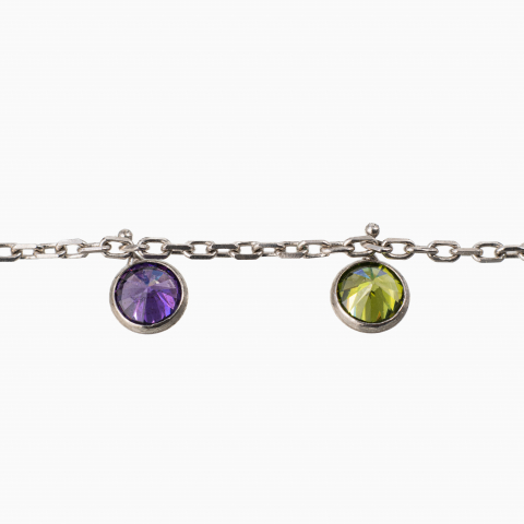 Bratara argint din argint rodiat accesorii din cristale multicolore cu dimetrul de 4,5 mm lungime 17-21 cm [1]