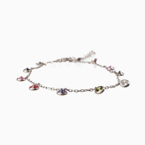 Colectia Crystals - Bratara argint din argint rodiat accesorii din cristale multicolore cu dimetrul de 4,5 mm lungime 17-21 cm
